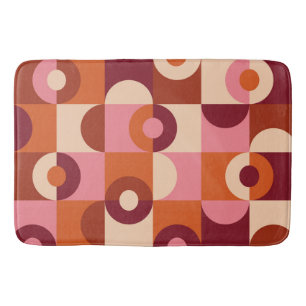 Tapis De Bain Mi-siècle moderne demi-cercles rose orange