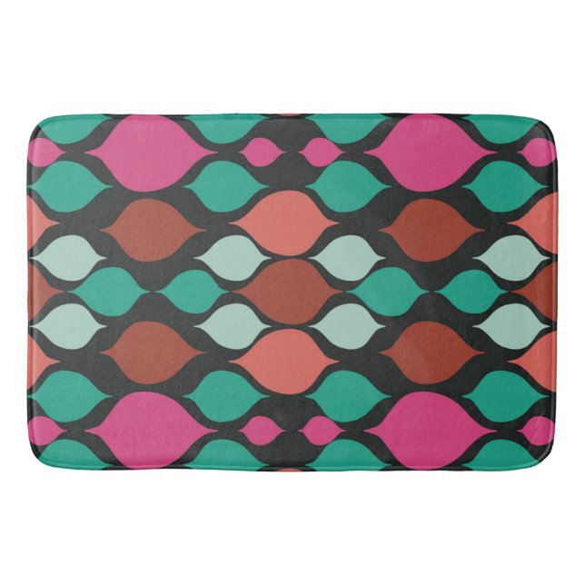 Tapis De Bain Mi-siècle moderne noir géométrique (Devant)