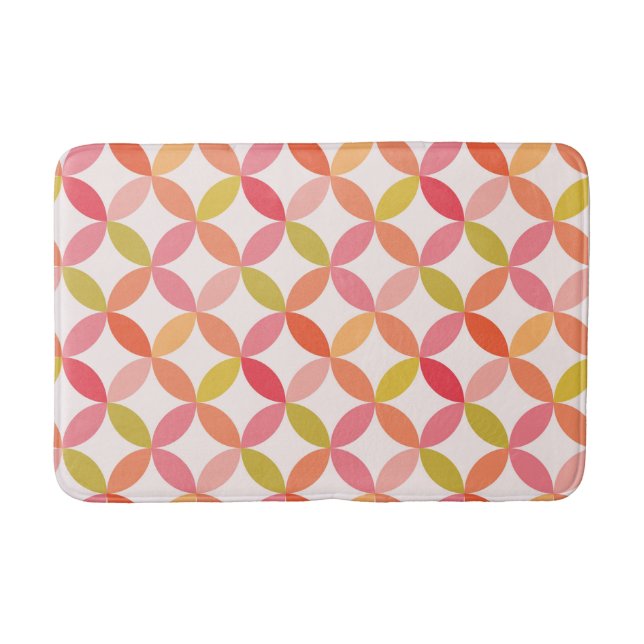 Tapis De Bain Mi-siècle moderne rose rouge orange Cercles (Devant)