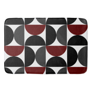 Tapis De Bain Mi-siècle moderne rouge noir et gris