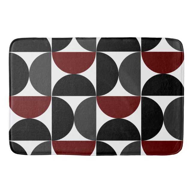Tapis De Bain Mi-siècle moderne rouge noir et gris (Devant)