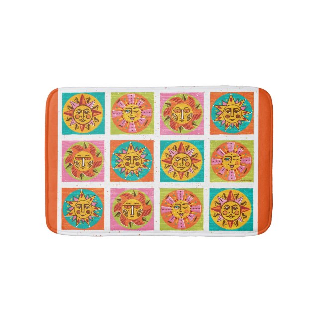 Tapis De Bain Mi-Siècle Moderne Soleil Façades Drainer Plat - (Devant)