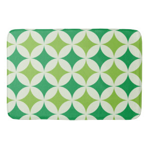 Tapis De Bain Mi-siècle moderne White Green Starburbs Cercles