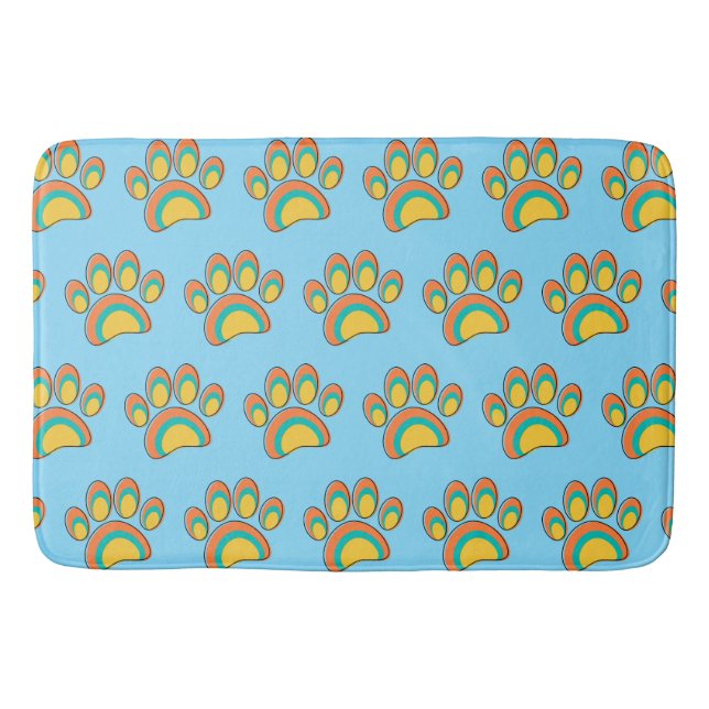 Tapis De Bain Mid Century Art moderne Chien Empreintes de pattes (Devant)