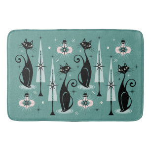 Tapis De Bain Mid Century Atomic Kitty Noël ©studioxtine