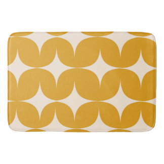 Tapis De Bain Mid Century Modern Beige Starbursts on Orange