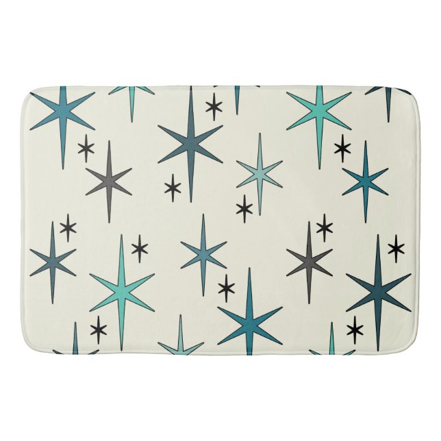 Tapis De Bain Mid Century Modern Star Sky Turquoise (Devant)