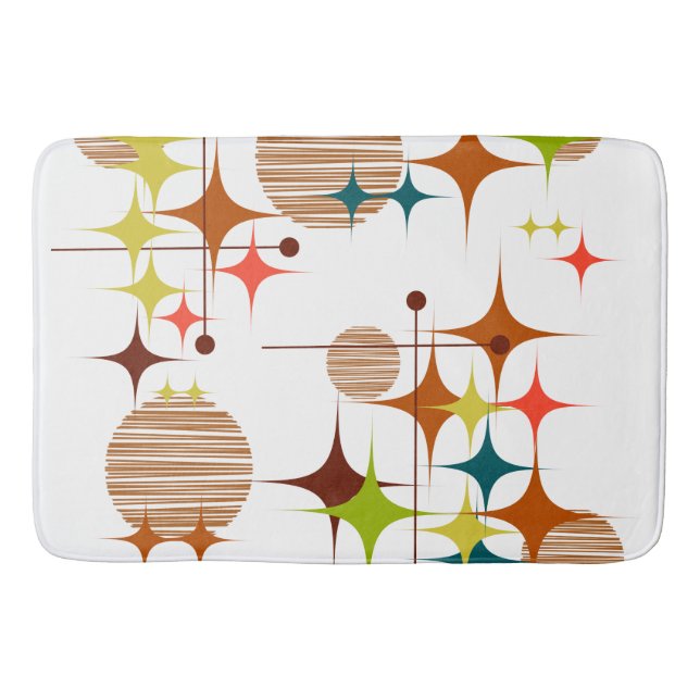 Tapis De Bain Mid Century Modern Starbursts and Globes (Devant)