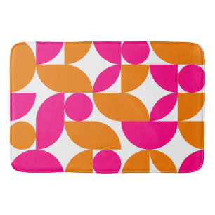 Tapis De Bain Mid Century Moderne Abstrait 26 rose et orange
