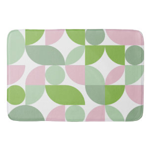 Tapis De Bain Mid Century Moderne Abstrait 26 rose et vert