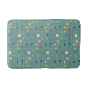 Tapis De Bain Mid Century moderne atomique Turquoise Motif Abstr