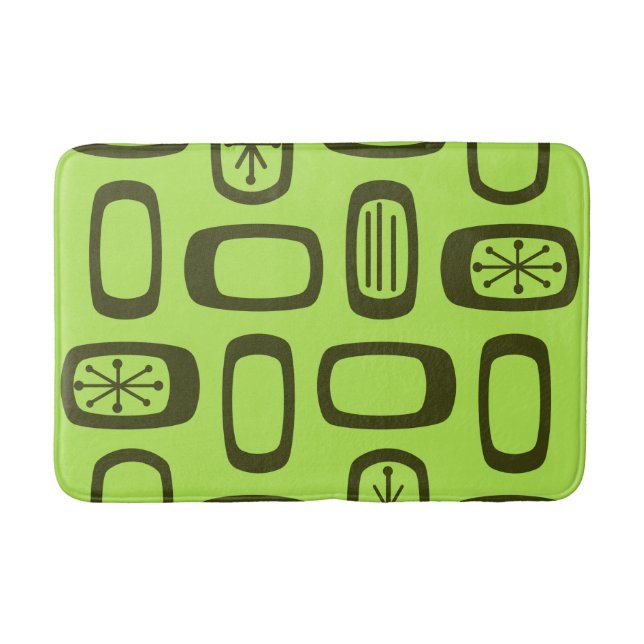 Tapis De Bain Midcentury MCM Rectangles Arrondis Chartreuse (Devant)
