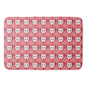 Tapis De Bain Mignon Chat Blanc avec Design Kawaii Kitty Love