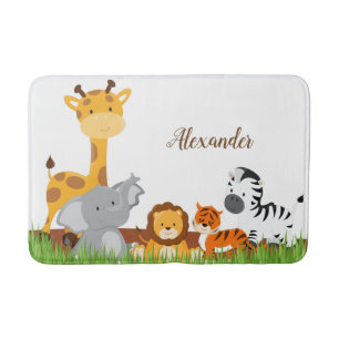 Tapis de bain mignon d'animaux de bébé de jungle
