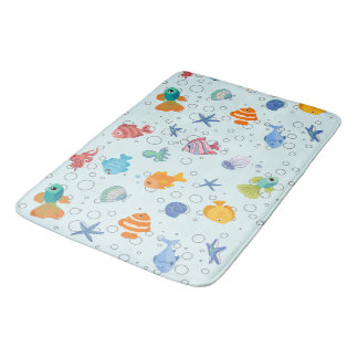 Tapis de bain mignon de la vie marine sous-marine