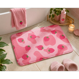 Tapis De Bain Mignon motif de vache à la fraise Kawaii