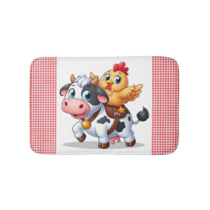 Tapis De Bain mignon vache/poulet caricature