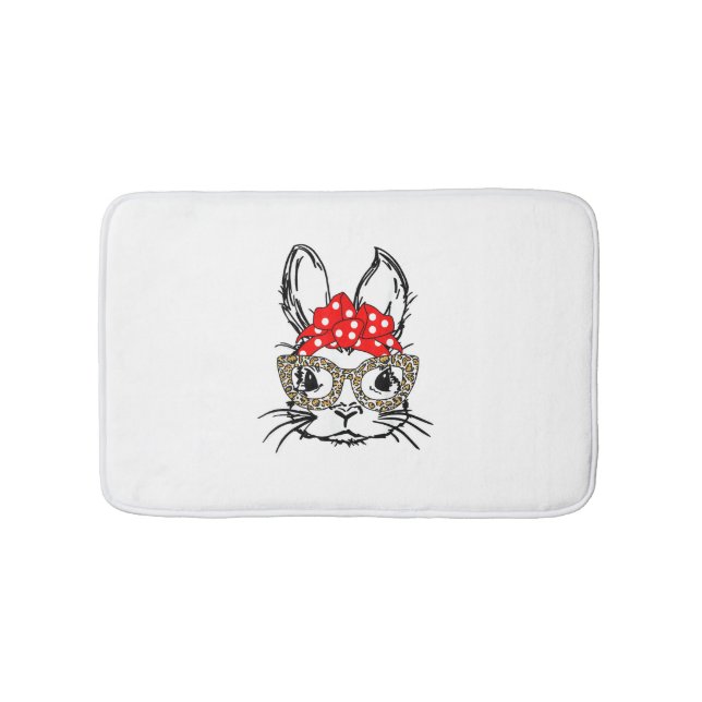 Tapis De Bain Mignonette Empreinte de léopard Visage Bandana Rou (Devant)