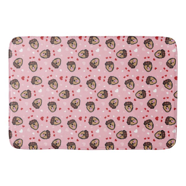 Tapis De Bain Mignonne amour chien rose rouge (Devant)