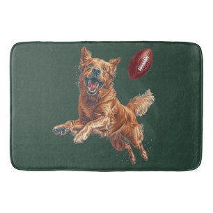 Tapis De Bain Mignonne Golden Retriever Chien Jouant Au Football