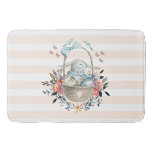 Tapis De Bain Mignonne lapin dans un panier avec des oeufs et de
