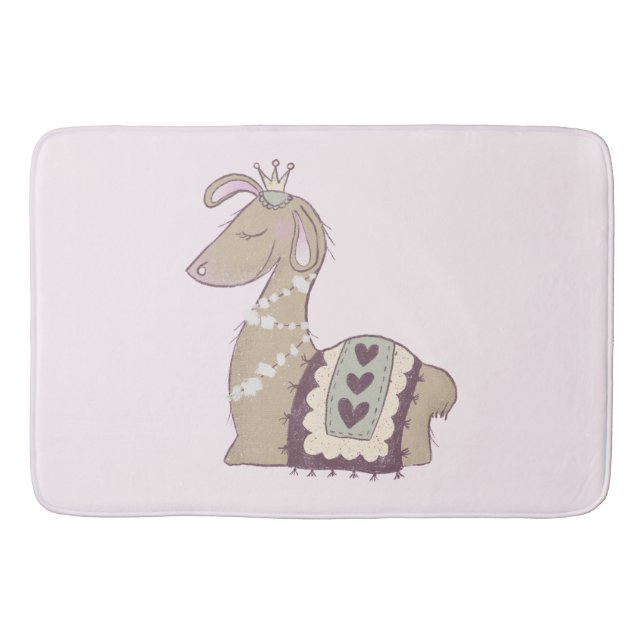 Tapis De Bain Mignonne Llama Princesse portant une couronne (Devant)