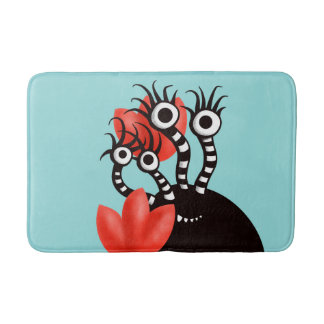 Tapis De Bain Mignonne Monstre Avec Quatre Yeux Tulipes Abstrait
