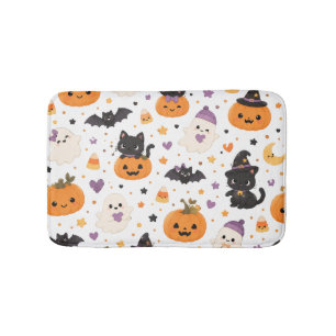 Tapis De Bain Mignons chats d'Halloween Kawaii fantômes citrouil