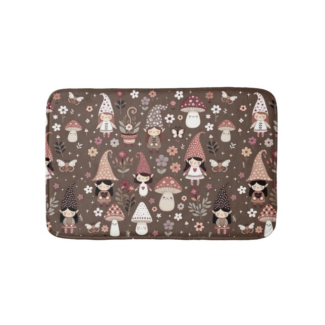 Tapis De Bain Mignons lutins fantaisistes et champignons  (Devant)