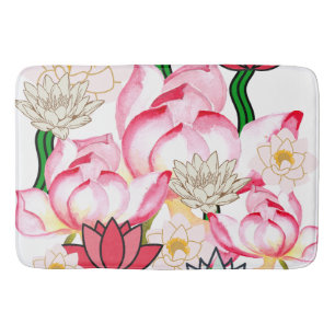 Tapis De Bain Mikitiez lotus rose jardin fleuri
