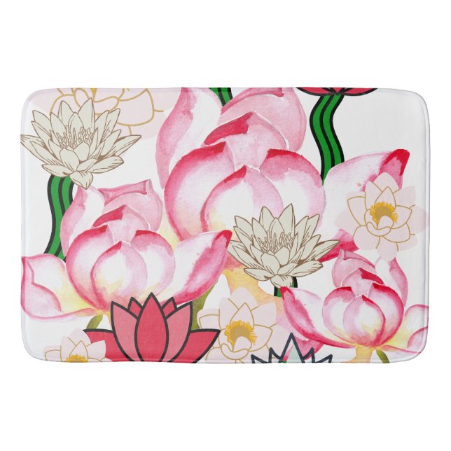Tapis De Bain Mikitiez lotus rose jardin fleuri (Devant)