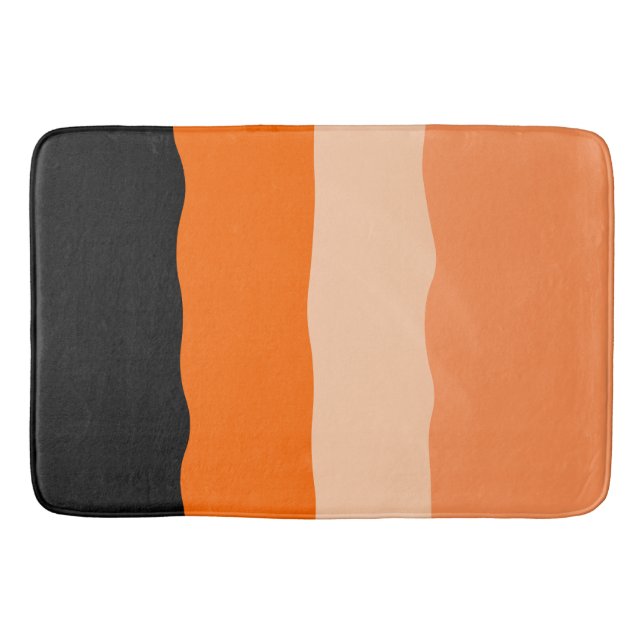 Tapis De Bain Mini-bandes orange et noir ondulé (Devant)