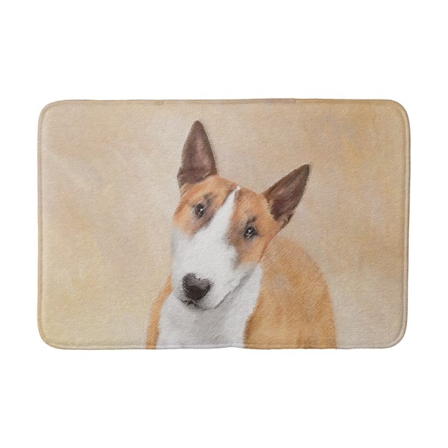 Tapis De Bain Miniature Taureau Terrier Peinture - Joli Original (Devant)