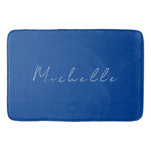 Tapis De Bain Minimaliste tendance moderne écrit à la main bleu
