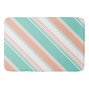 Tapis De Bain Mint Green et Peach Modern Strips