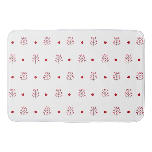 Tapis De Bain Minuscule Rouge Et Blanc Amour Arbre Coeur (Devant)