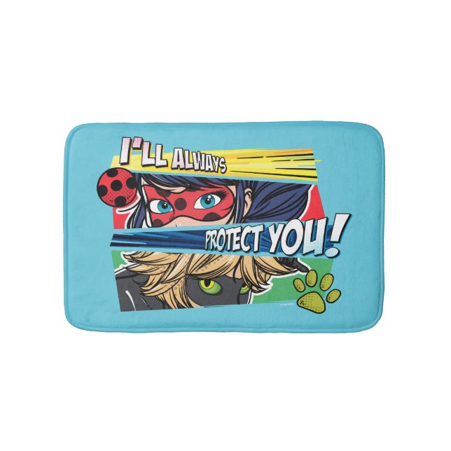 Tapis De Bain Miraculous Ladybug & Cat Noir toujours vous protég (Devant)