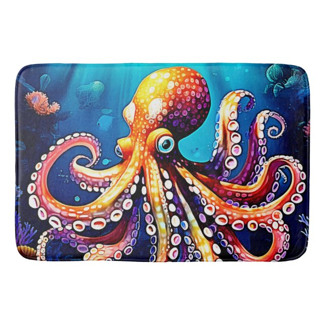 Tapis De Bain Mode Octopus coloré (Devant)