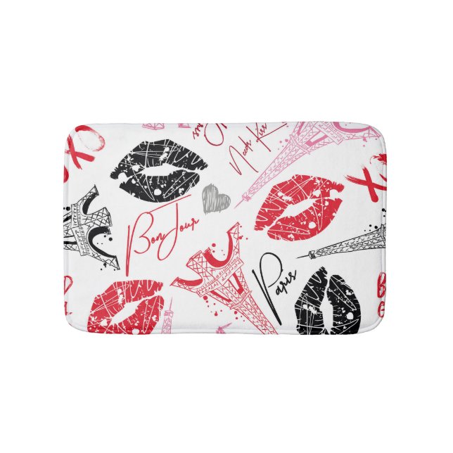 Tapis De Bain Mode Paris, calligraphie motif Tour Eiffel. (Devant)