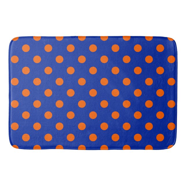 Tapis De Bain Modèle de conception de points orange sur fond ble (Devant)