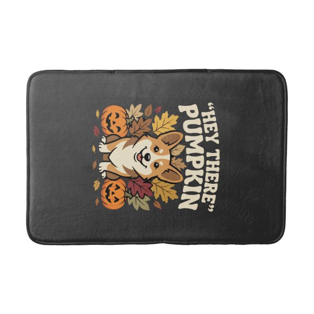 Tapis De Bain Modèle de Corgi Halloween Hey There Pumpkin (Devant)