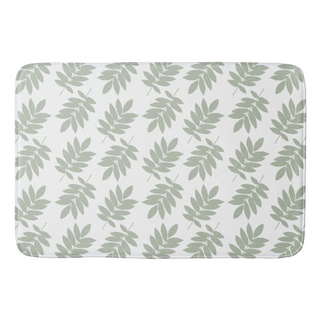 Tapis De Bain Modèle de feuille âgée vert+blanc (Devant)