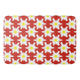 Tapis De Bain Modèle de fleurs blanches Edelweiss en rouge