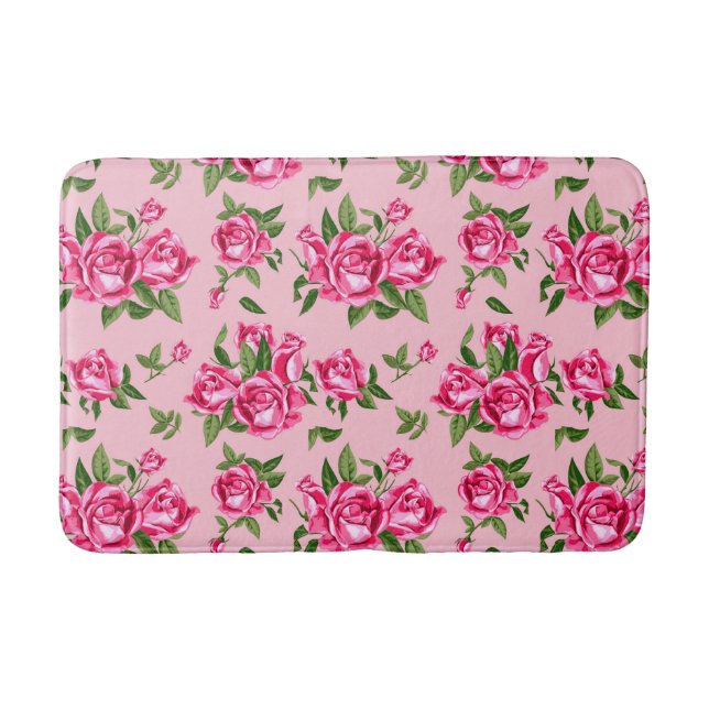 Tapis De Bain Modèle de roses roses shabby chic Roses (Devant)