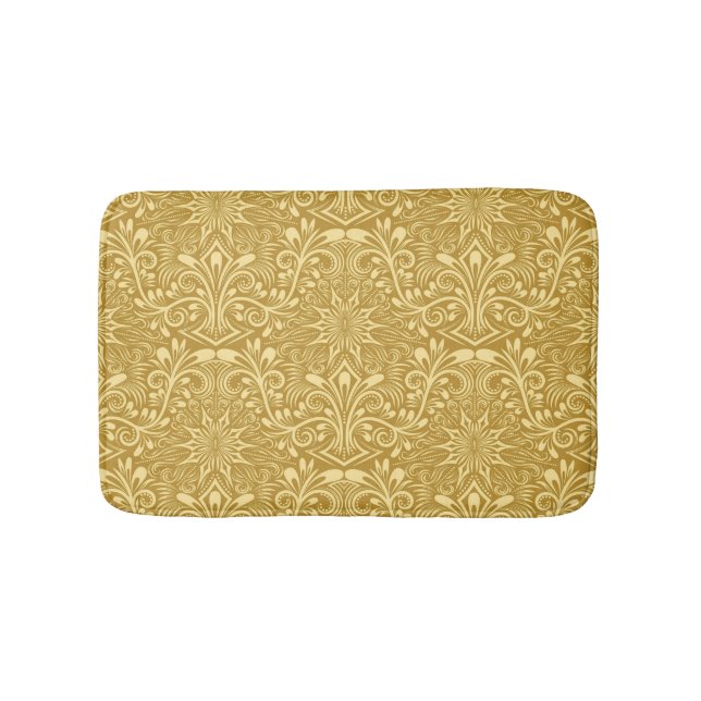 Tapis De Bain Modèle Floral Baroque Damas d'or (Devant)