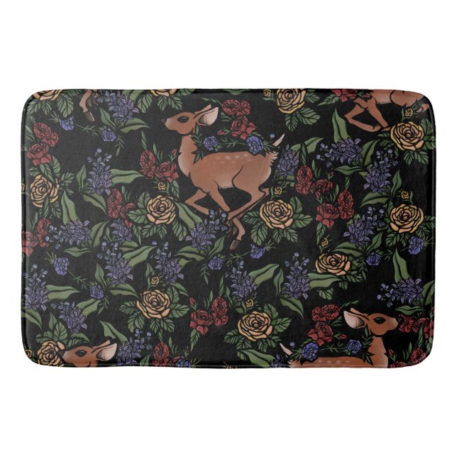 Tapis De Bain Modèle floral de cerfs (Devant)