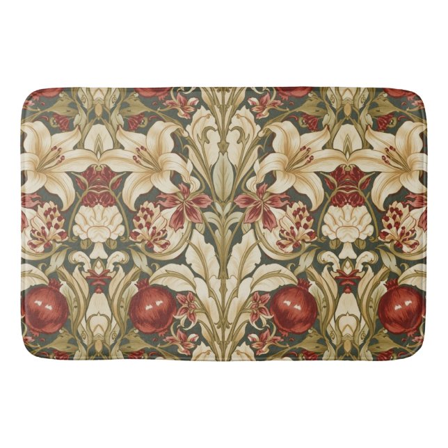 Tapis De Bain Modèle floral de William Morris Lily et Grenade (Devant)