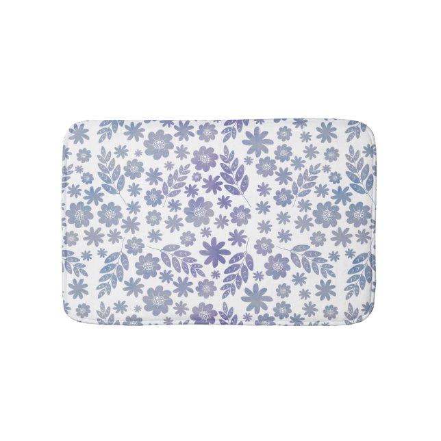 Tapis De Bain Modèle floral gris et lavande (Devant)