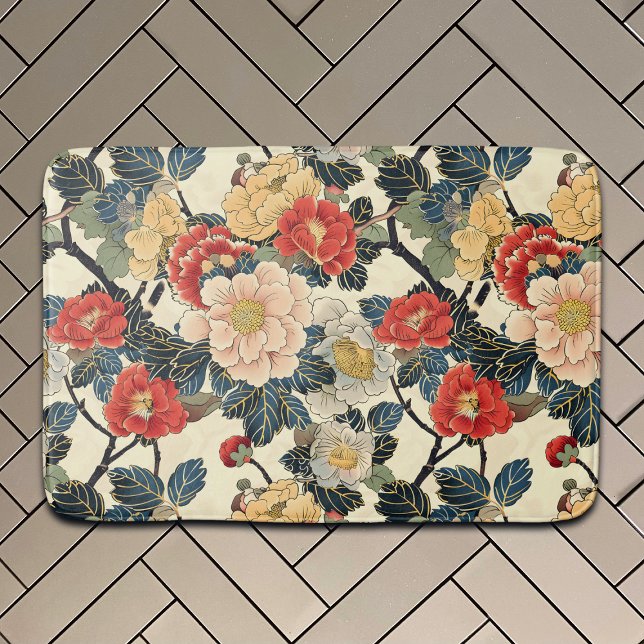 Tapis De Bain Modèle floral japonais Ukiyo-E Art (Créateur téléchargé)