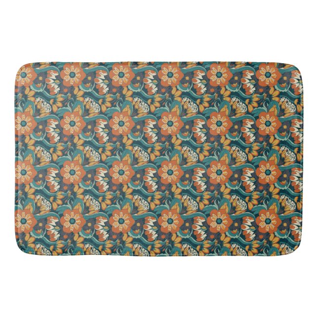 Tapis De Bain Modèle floral rétro (Devant)